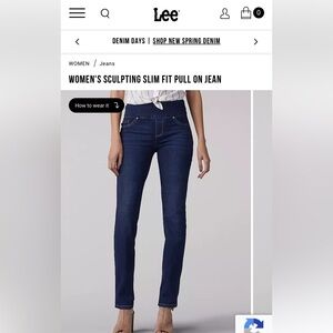 Lee Slim fit mid rise sculpting pull on Jeggings. Worn maybe twice. Great shape.